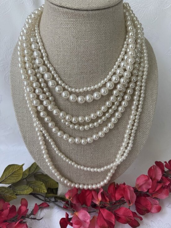 Cara New York Jewelry - Nordstrom Cara NY Chunky Faux Pearl Layered Necklace Statement Vintage Style NEW